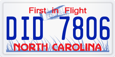 NC license plate DID7806