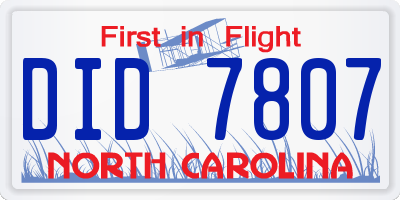 NC license plate DID7807