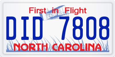 NC license plate DID7808
