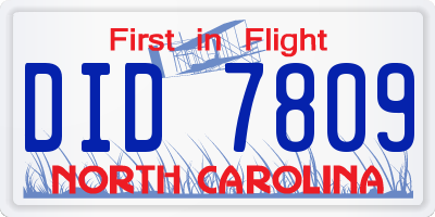 NC license plate DID7809