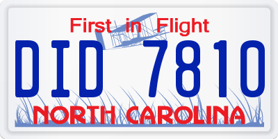 NC license plate DID7810