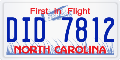 NC license plate DID7812