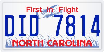 NC license plate DID7814