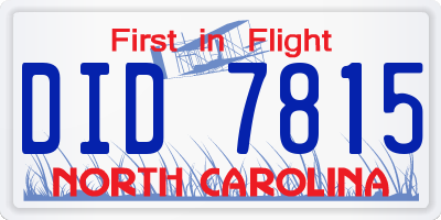 NC license plate DID7815