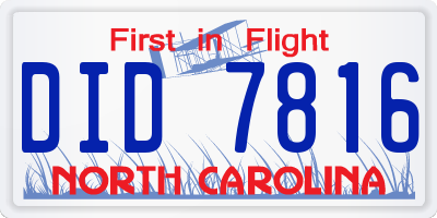 NC license plate DID7816