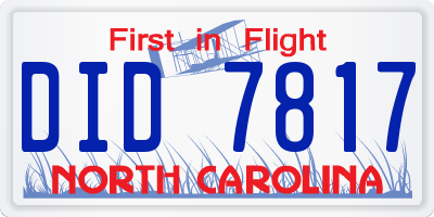 NC license plate DID7817