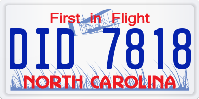 NC license plate DID7818