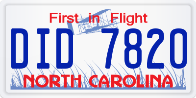 NC license plate DID7820