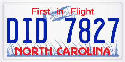 NC license plate DID7827