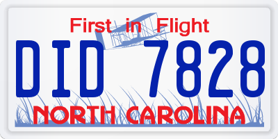 NC license plate DID7828