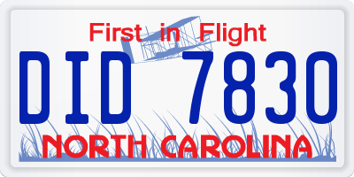 NC license plate DID7830