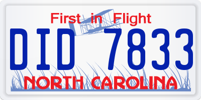 NC license plate DID7833