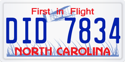 NC license plate DID7834