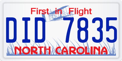 NC license plate DID7835