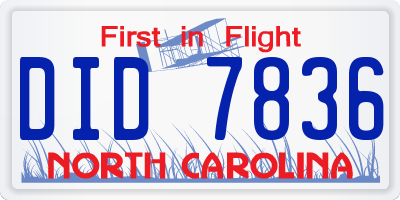 NC license plate DID7836