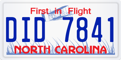 NC license plate DID7841