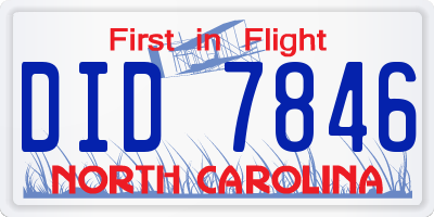 NC license plate DID7846