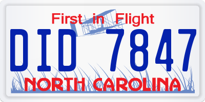 NC license plate DID7847