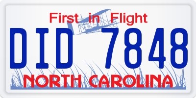 NC license plate DID7848