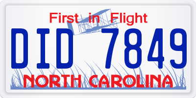 NC license plate DID7849