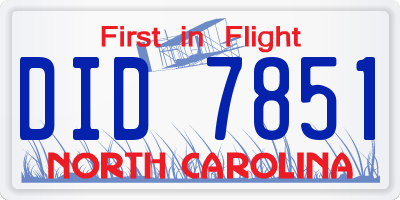 NC license plate DID7851