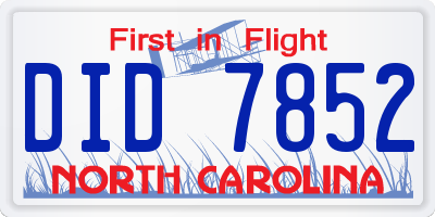NC license plate DID7852