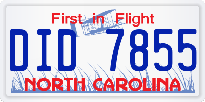 NC license plate DID7855