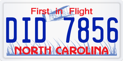 NC license plate DID7856