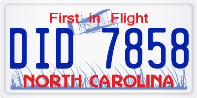 NC license plate DID7858