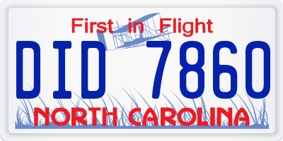 NC license plate DID7860