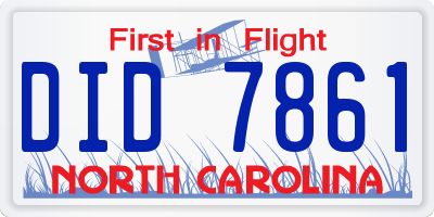 NC license plate DID7861