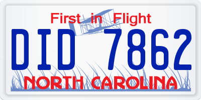 NC license plate DID7862