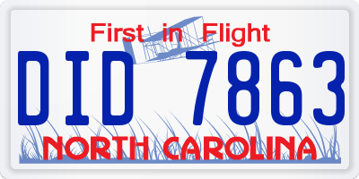 NC license plate DID7863