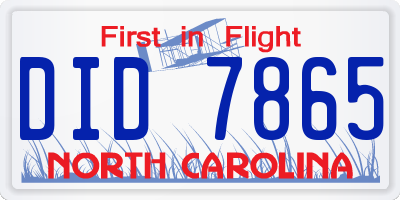 NC license plate DID7865