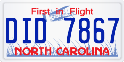 NC license plate DID7867