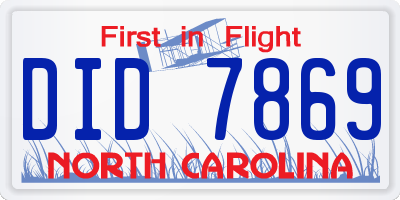 NC license plate DID7869