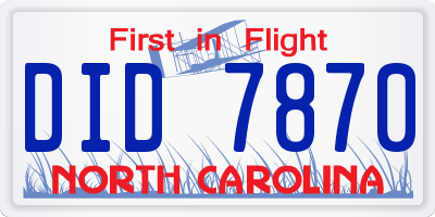NC license plate DID7870