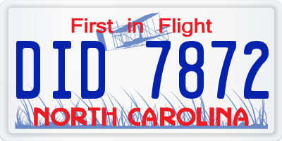 NC license plate DID7872