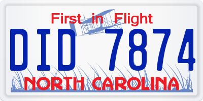 NC license plate DID7874