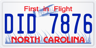 NC license plate DID7876