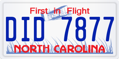 NC license plate DID7877