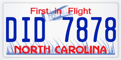NC license plate DID7878