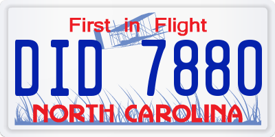 NC license plate DID7880