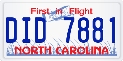 NC license plate DID7881