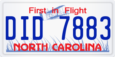 NC license plate DID7883