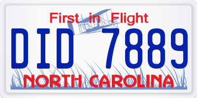 NC license plate DID7889