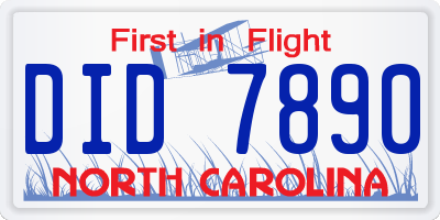 NC license plate DID7890