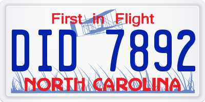 NC license plate DID7892