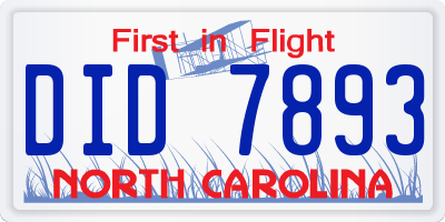 NC license plate DID7893