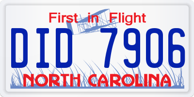 NC license plate DID7906